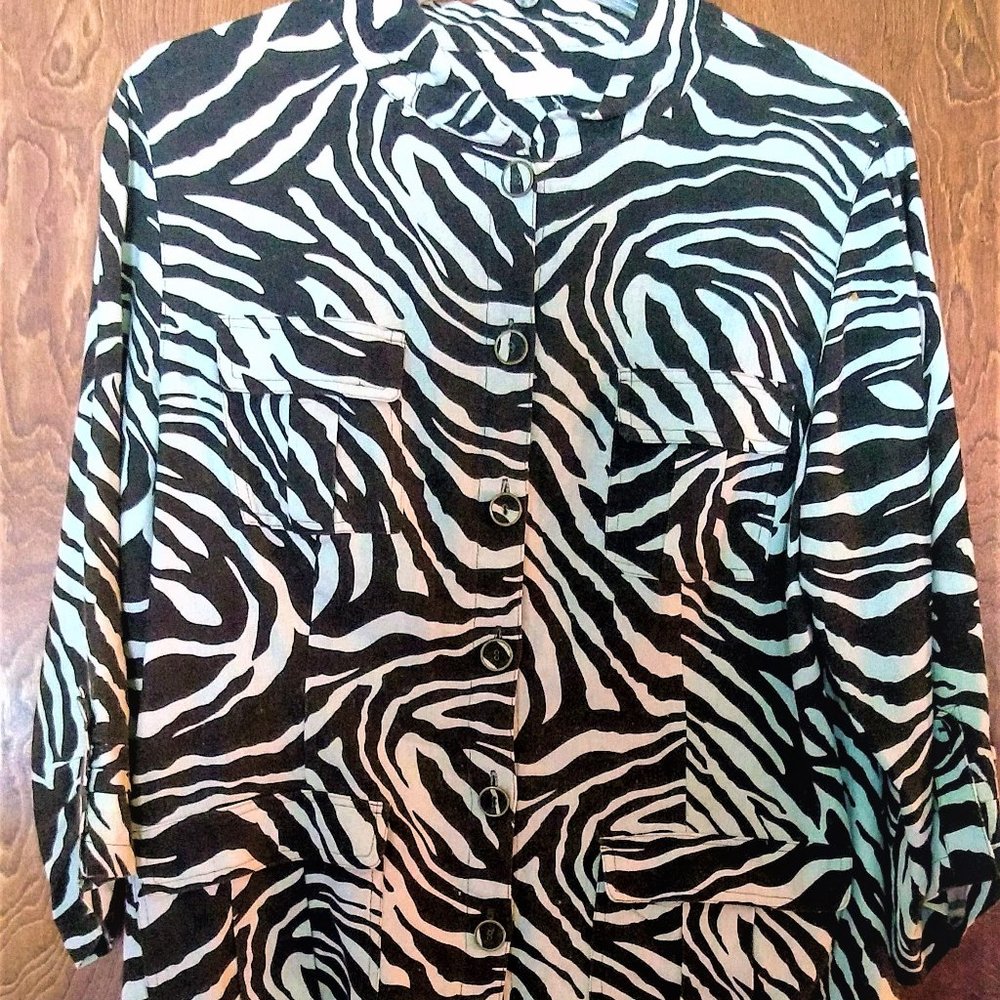 Chico's Animal Print Jacket Style Top
